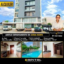 Moderno departamento de 3 dormitorios y 4 baños en alquiler, Avenida Beni
