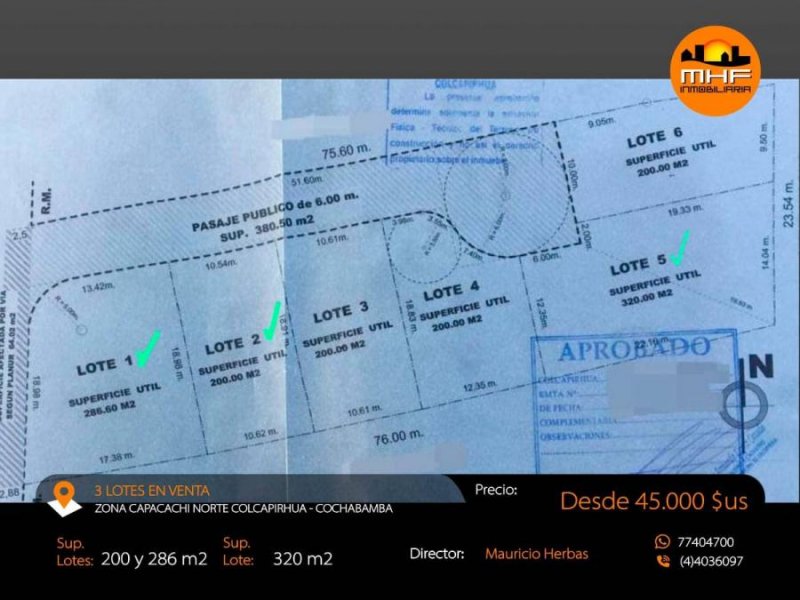 Terreno en Venta en CAPACACHI NORTE Colcapirhua, Cochabamba