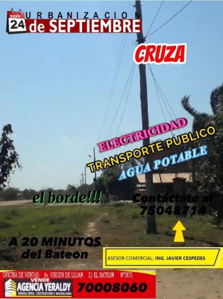 Terreno en Venta en URBANIZACION 24 DE SEPTIEMBRE Cotoca, Santa Cruz