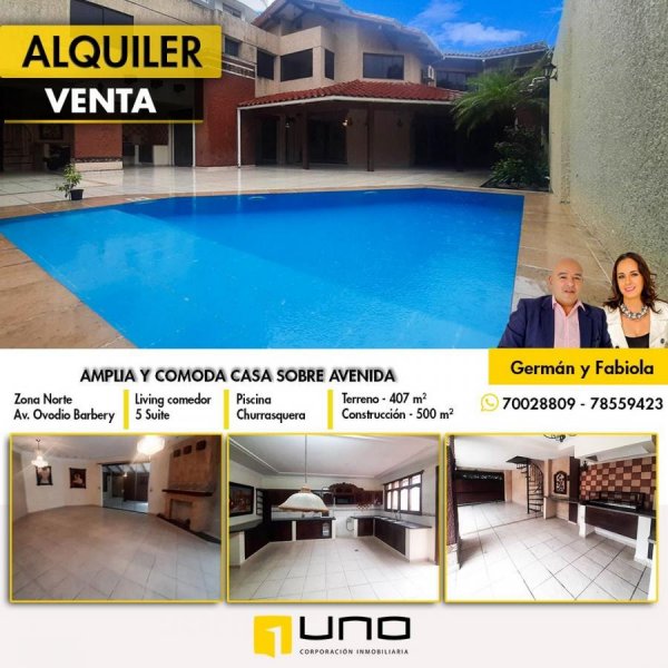 Foto Casa en Alquiler en Zona Norte, Santa Cruz de la Sierra, Santa Cruz - U$D 3.000 - CAA6501 - BienesOnLine