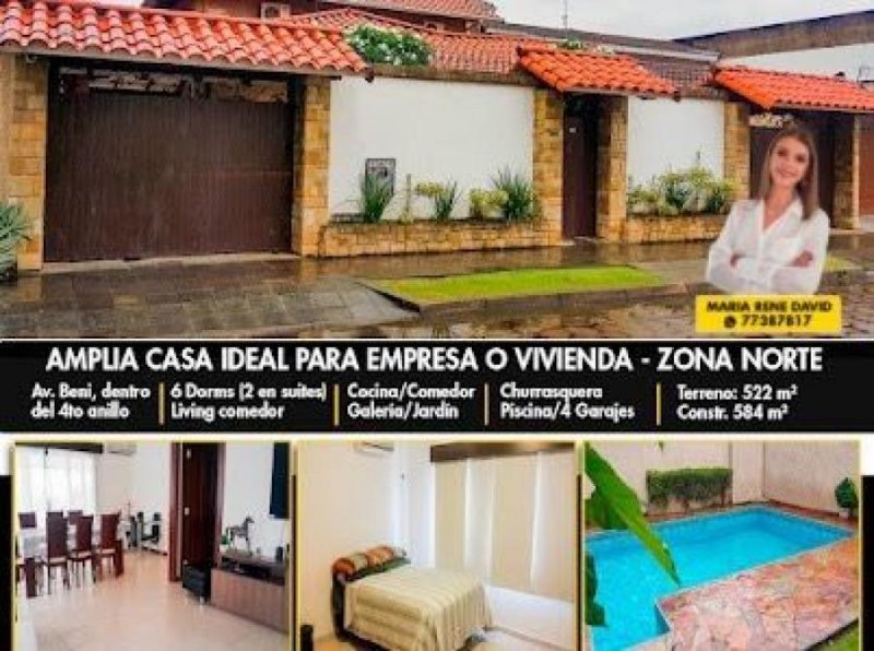 Foto Casa en Alquiler en Avenida Beni, Santa Cruz de la Sierra, Santa Cruz - U$D 2.500 - CAA8035 - BienesOnLine