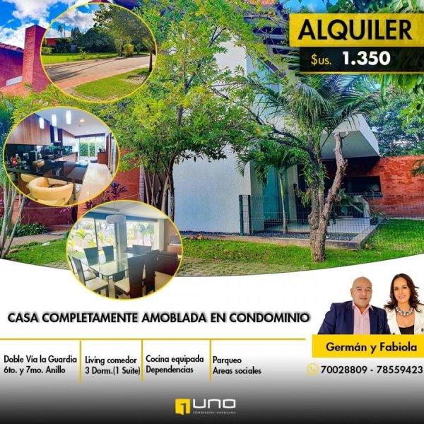 Casa en Alquiler en Zona Oeste. Av Doble Via La Guardia Santa Cruz de la Sierra, Santa Cruz