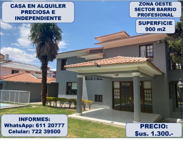 Casa en Alquiler en El Profesional Cochabamba, Cochabamba