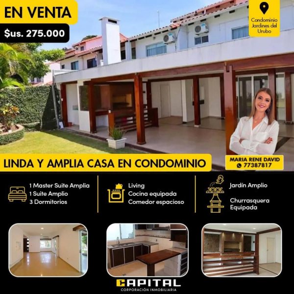 Casa en Venta en Condominio Jardines del Urubo Santa Cruz de la Sierra, Santa Cruz