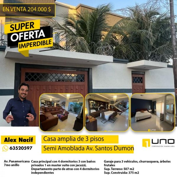 Foto Casa en Venta en Av. santos dumon 7mo Anillo Av. panamericana, Santa Cruz - U$D 204.000 - CAV7514 - BienesOnLine