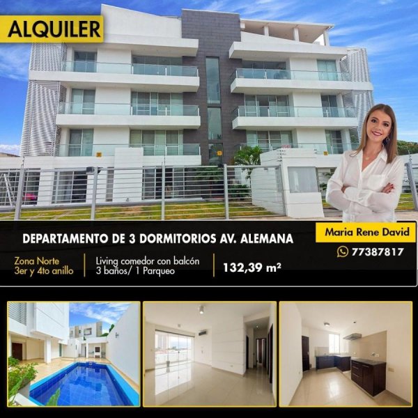 Foto Departamento en Alquiler en Avenida Alemana, entre 3er y 4to Anillo, Santa Cruz de la Sierra, Santa Cruz - $ 4.600 - DEA7648 - BienesOnLine