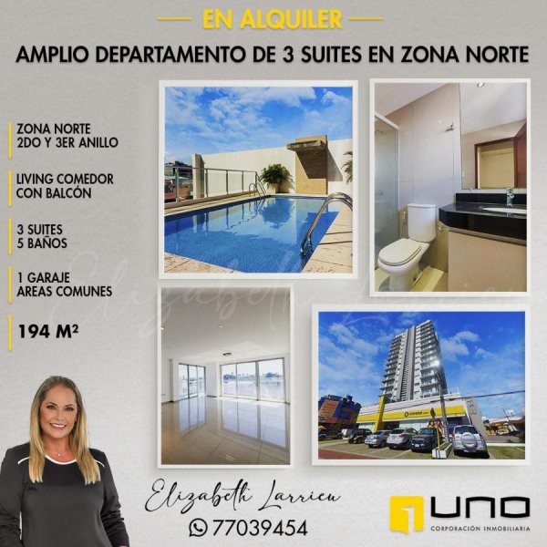 Departamento en alquiler zona norte avenida Banzer 