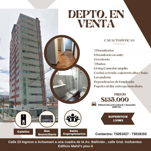 Departamento en Venta en Achumani La Paz, La Paz