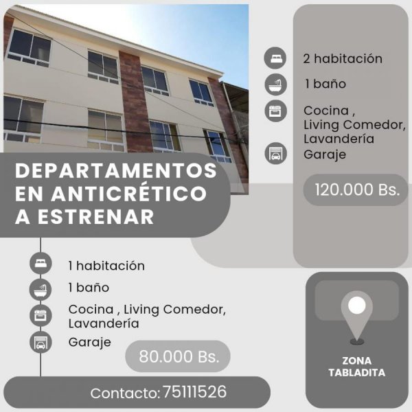 Departamento en Venta en Tabladita Tarija, Tarija