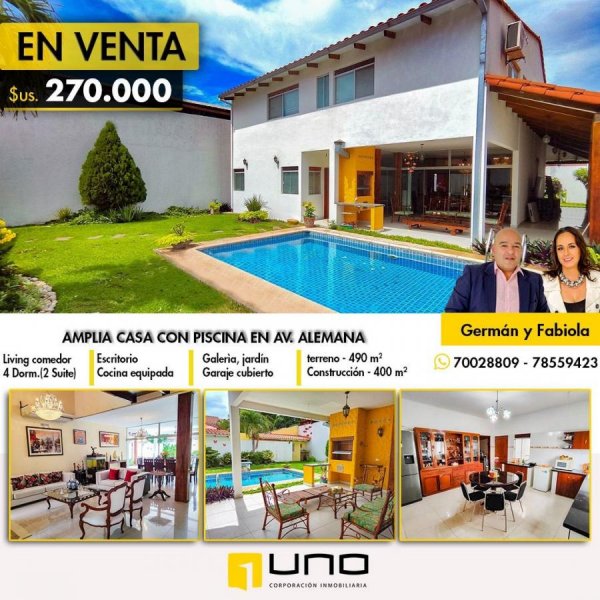 Foto Casa en Venta en Zona Norte, Av Alemana entre 5to y 6to anillo, Santa Cruz de la Sierra, Santa Cruz - U$D 270.000 - CAV6519 - BienesOnLine