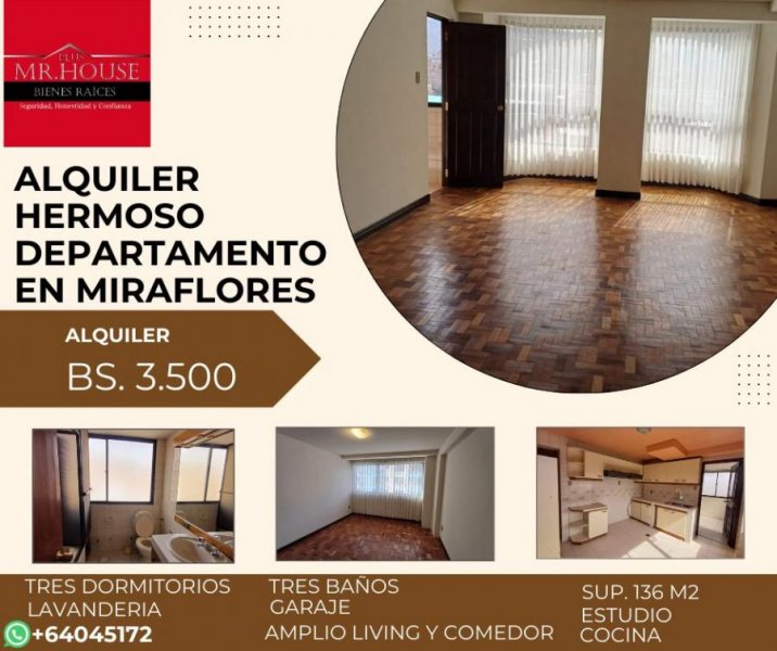 Departamento en Alquiler en MIRAFLORES La Paz, La Paz