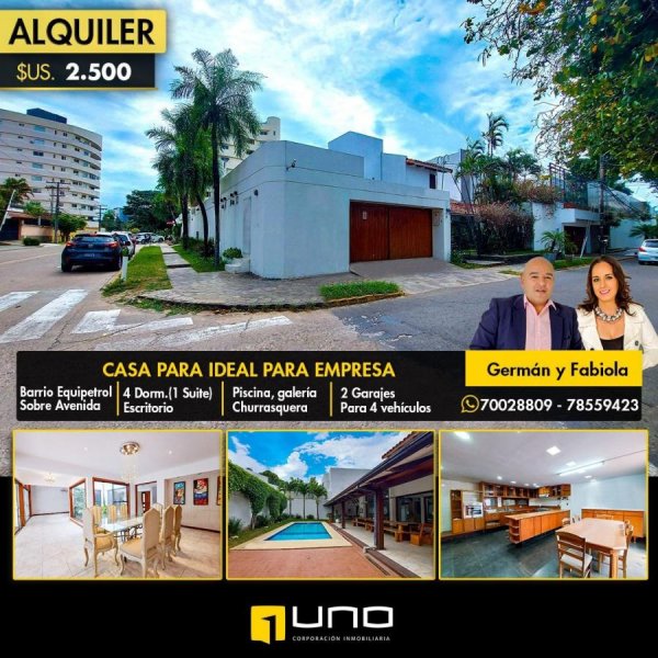 Foto Casa en Alquiler en EQUIPETROL, Santa Cruz de la Sierra, Santa Cruz - U$D 2.500 - CAA6629 - BienesOnLine