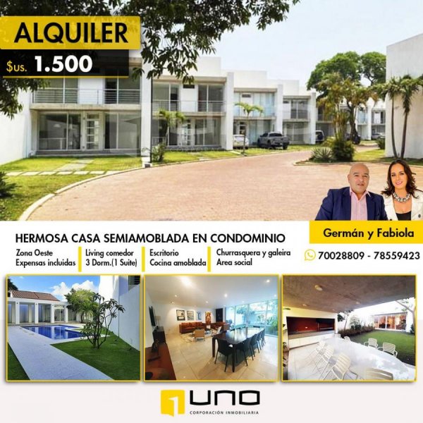 Casa en Alquiler en Zona Oeste, Av. Pirai,entre 5to y 6to Anillo Santa Cruz de la Sierra, Santa Cruz